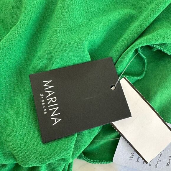 Marina green crepe shirt dress with elastic waist stretch size S NWT - Picture 6 of 10